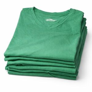 Bulk Bundle Green Long Sleeve V-Neck Blank Shirts M Cotton Reseller Craft Lot